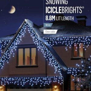 360 LED White Snowing Icicles Christmas Lights + Timer Premier Decorations
