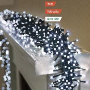 480 Cluster Lights White LED Multi-Action Christmas Lights In/Outdoor +Timer