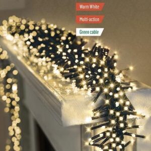 480 Cluster Lights Warm White LED Multi-Action Christmas Lights In/Outdoor +Timer