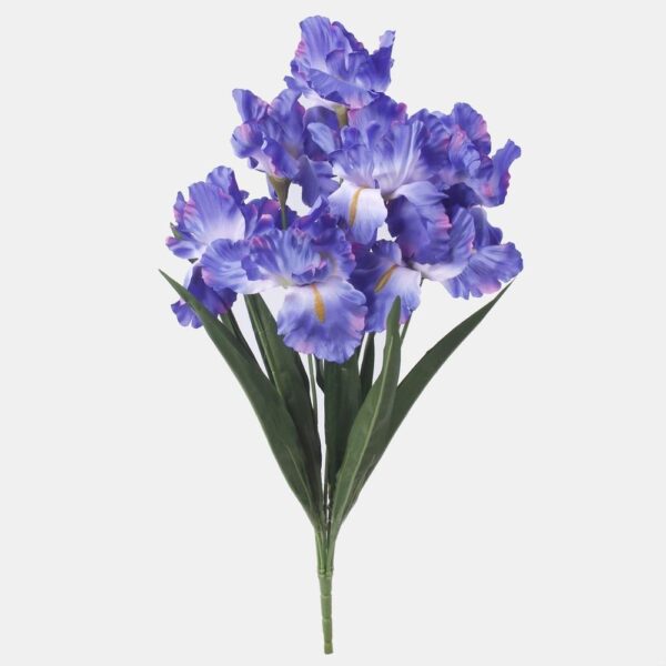 Blue Iris Bush Artificial Silk Flowers 63cm  x7 Blooms