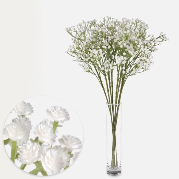 White Gypsophilia 'Baby's Breath' Artificial Silk/Synthetic Flowers Pack 6 Stems