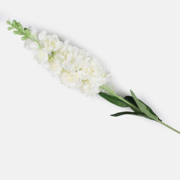Delphinium 'White/Ivory' Artificial Silk Flowers Pack 6 Stems 125cm Tall