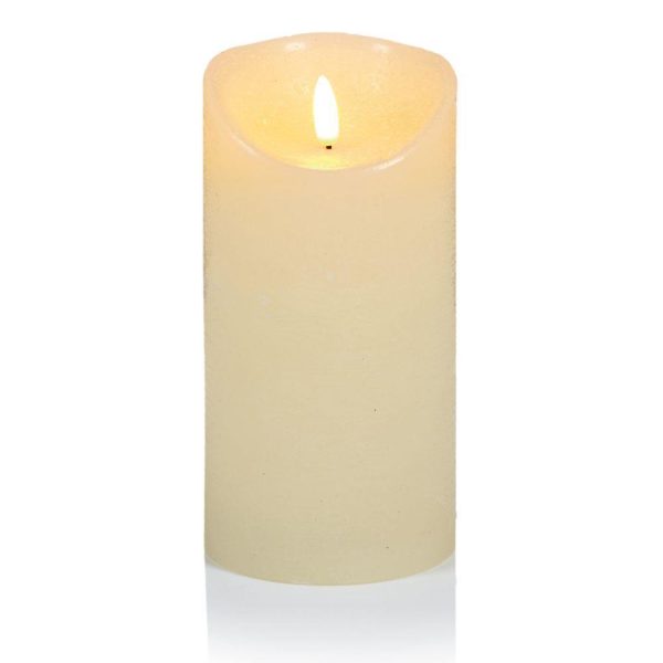 Premier 18x9cm FLICKABRIGHT Battery Operated Melted Edge Cream LED Pillar Candle