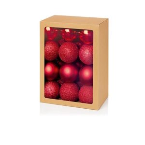 Pack 24 Red Mix 60mm Shatterproof Baubles Christmas Tree Decorations Themed