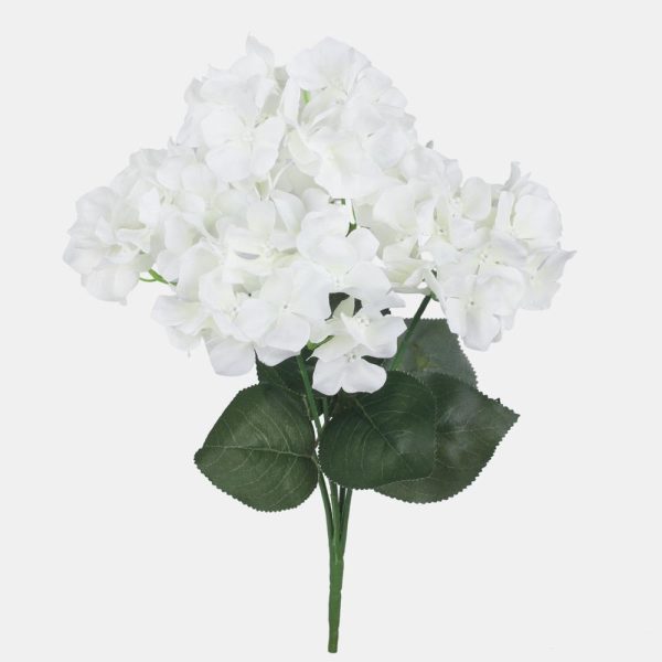 White/Cream Hydrangea Bush x5 Stem Artificial Silk Flowers