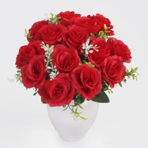 Red Rose Bush/Bouquet 38cm Artificial Flowers