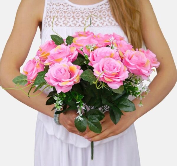 Red Rose Bush/Bouquet 38cm Artificial Flowers