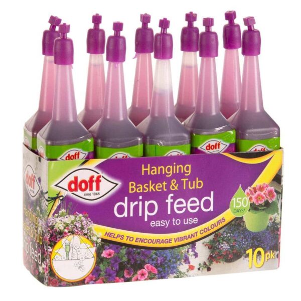 New Pack 10 Doff Tub & Hanging Basket Drip Feeder