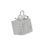 Silver Bling / Diamante Gift Box Christmas Tree Decorations / Ornaments 10cm Pack x4