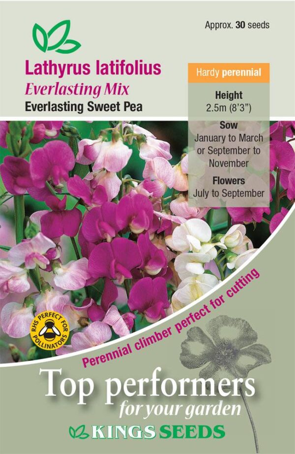 Lathyrus Mixed (Everlasting Sweet Pea) Perennial Pack Kings Seeds