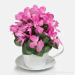 Cyclamen Bush/Plant 30cm Artificial Silk Flowers Mid Pink