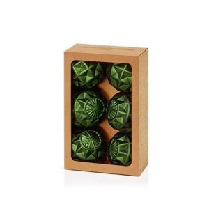 Dark Green Geo-Shaped Balls 70mm Christmas Decoration / Ornaments Pack x6
