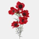 Red Poppy Spray Artificial Silk Flowers 80cm Tall Pack x6 Stems