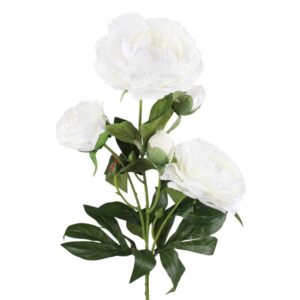 Peony Bloom/Bud Sprays 'Cream' Artificial Silk Flowers x3 Stems