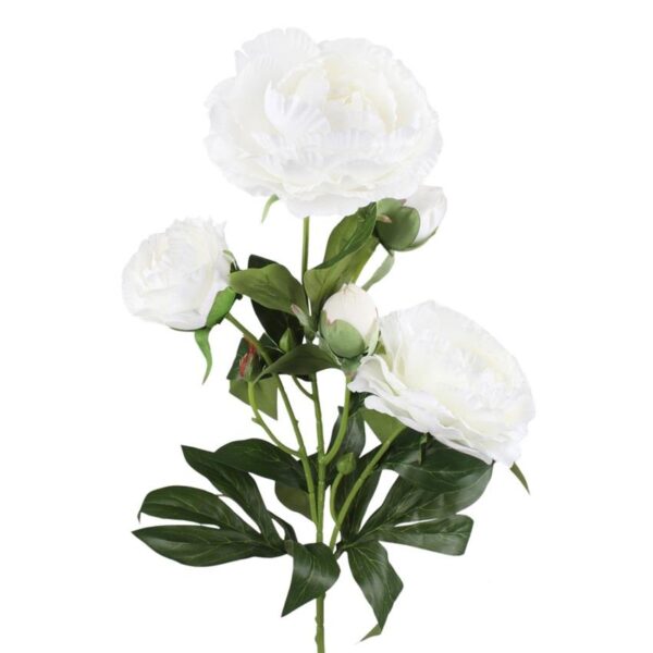 Peony Bloom/Bud Sprays 'Cream' Artificial Silk Flowers x3 Stems