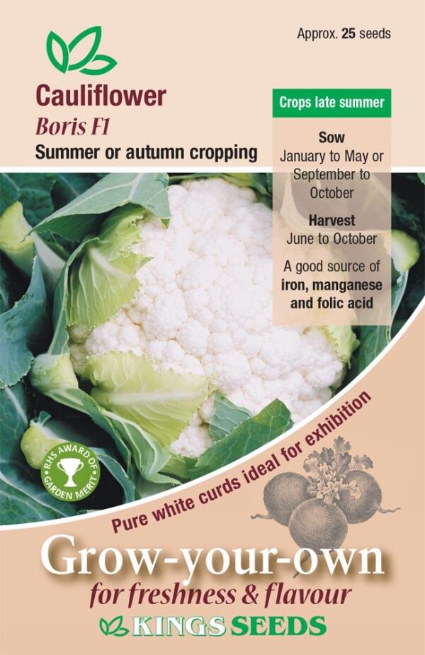 Cauliflower Boris F1 Qulaity Kings Seeds Vegetable Packs