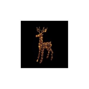 Ice White & Warm White Colour Switch 176 LED Brown Rattan Reindeer  110cm