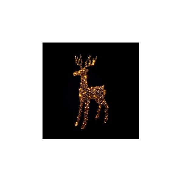 Ice White & Warm White Colour Switch 176 LED Brown Rattan Reindeer  110cm