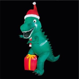 2.1m Inflatable T-Rex with Santa Hat & Parcel Premier  Decorations