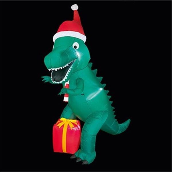2.1m Inflatable T-Rex with Santa Hat & Parcel Premier  Decorations