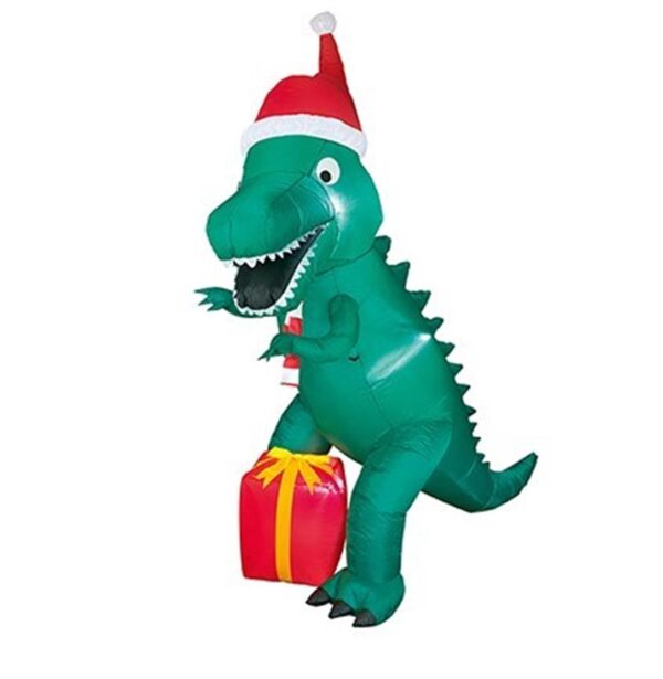 2.1m Inflatable T-Rex with Santa Hat & Parcel Premier  Decorations