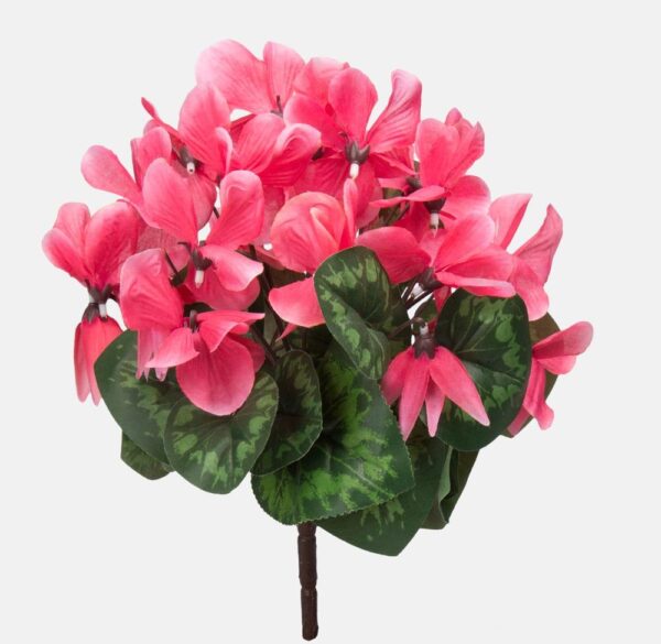 Cyclamen Bush/Plant 30cm Artificial Silk Flowers Mid Pink