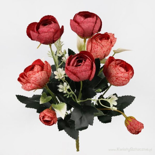 Camelia Bush/Spray Autumn Red 30cm Artificial Silk Flowers