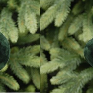 Dark Green Flocked Velvet Ball/Onion Decorations - 8cm Pack x4