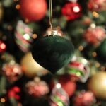 Dark Green Flocked Velvet Ball/Onion Decorations - 8cm Pack x4
