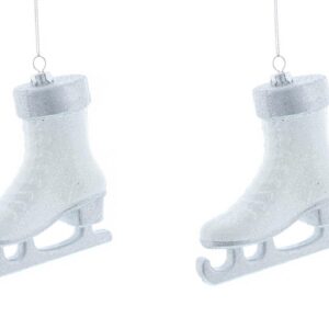 White Ice Skate Christmas Tree Ornament / Decoration 10cm Pack x2