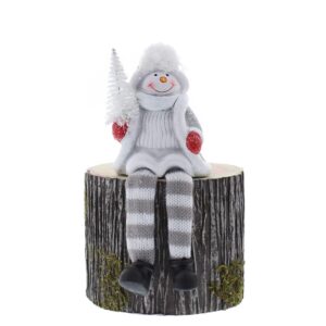 Frosty Snowman Shelf Sitting Christmas Decoration 18cm Grey/White