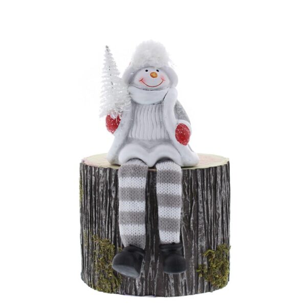 Frosty Snowman Shelf Sitting Christmas Decoration 18cm Grey/White