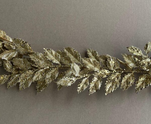 Glitter Leaf Garland, 180 cm Long Gold Christmas Garland