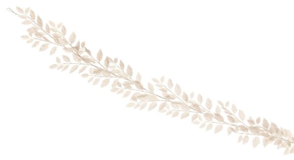 Glitter Leaf Garland, 180 cm Long White Christmas Garland