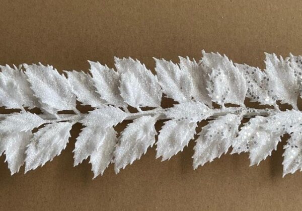 Glitter Leaf Garland, 180 cm Long White Christmas Garland