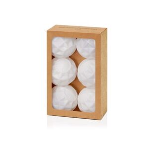 White Geo-Shaped Balls 70mm Christmas Decoration / Ornaments Pack x6