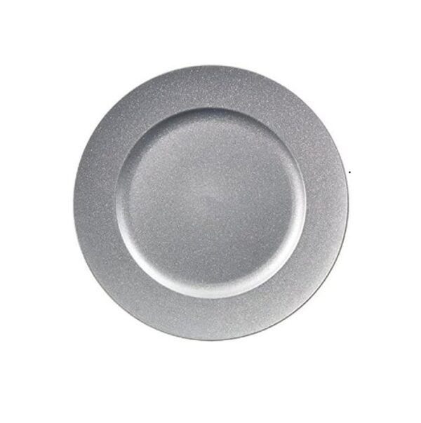 Silver 33cm Glitter Charger Plates Christmas Decoration Table Settings Set 6