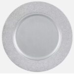 Silver Bead Edge 33cm Charger Plates Christmas Decoration Table Settings Set x6