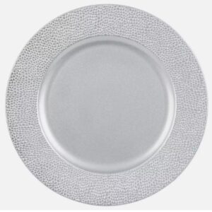 Silver Bead Edge 33cm Charger Plates Christmas Decoration Table Settings Set x6