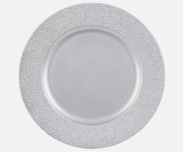 Silver Bead Edge 33cm Charger Plates Christmas Decoration Table Settings Set x6