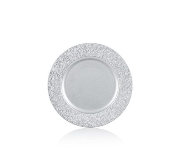 Silver Bead Edge 33cm Charger Plates Christmas Decoration Table Settings Set x6
