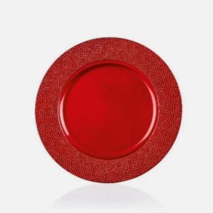 Red Bead Edge 33cm Charger Plates Christmas Decoration Table Settings Set x6