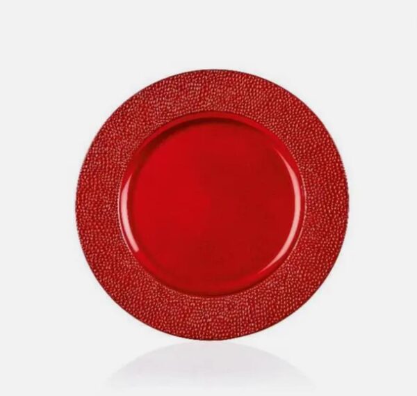 Red Bead Edge 33cm Charger Plates Christmas Decoration Table Settings Set x6