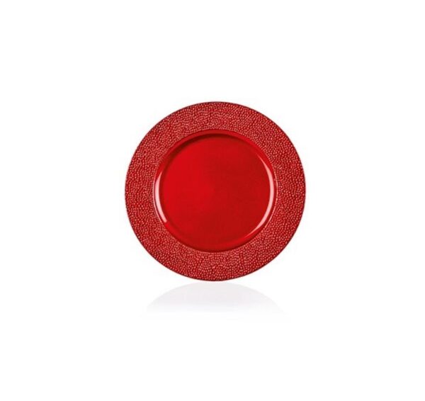 Red Bead Edge 33cm Charger Plates Christmas Decoration Table Settings Set x6