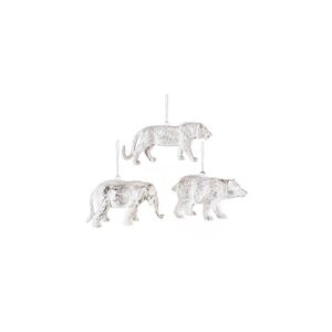 Set X3 (Tiger,Elephant,Bear) Antique White Christmas Ornaments 12-13cm