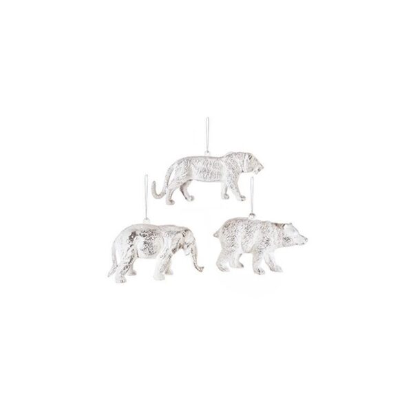 Set X3 (Tiger,Elephant,Bear) Antique White Christmas Ornaments 12-13cm