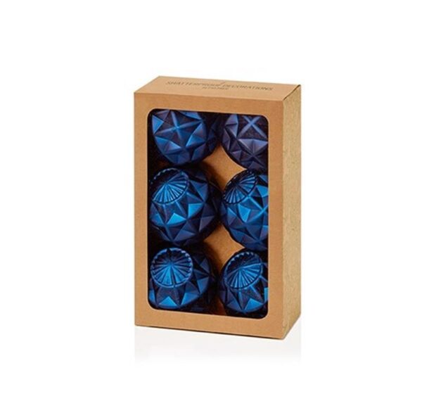 Midnight Blue Geo-Shaped Balls 70mm Christmas Decoration / Ornaments Pack x6
