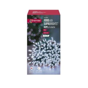 1000 LED Supabrights Christmas Lights + Timer Multi-Action White Premier