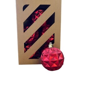 Red Geo-Shaped Balls 70mm Christmas Decoration / Ornaments Pack x6