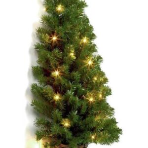 Pre-Lit Half Wall Christmas Tree in Basket 90cm